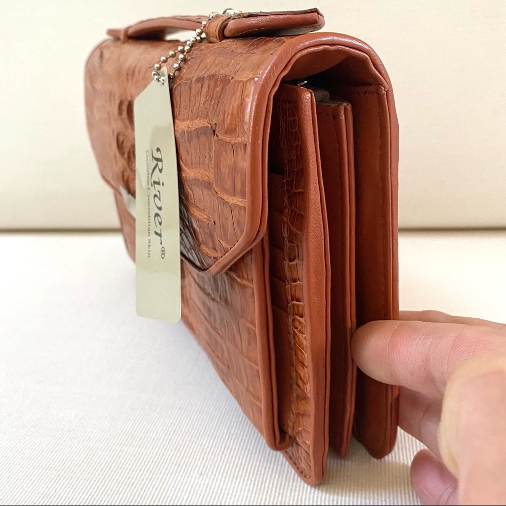 VINTAGE RIVER BRAND GENUINE CROCODILE SKIN CLUTCH/WALLET/HANDBAG, NEW WITH TAG - Picture 12 of 17